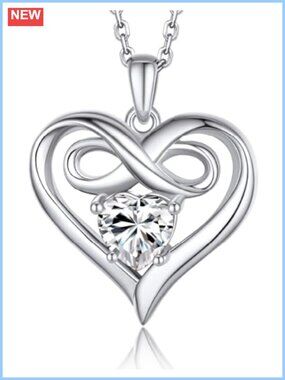 Moissanite Heart Infinity Necklace 925 Sterling Silver D Color VVS1